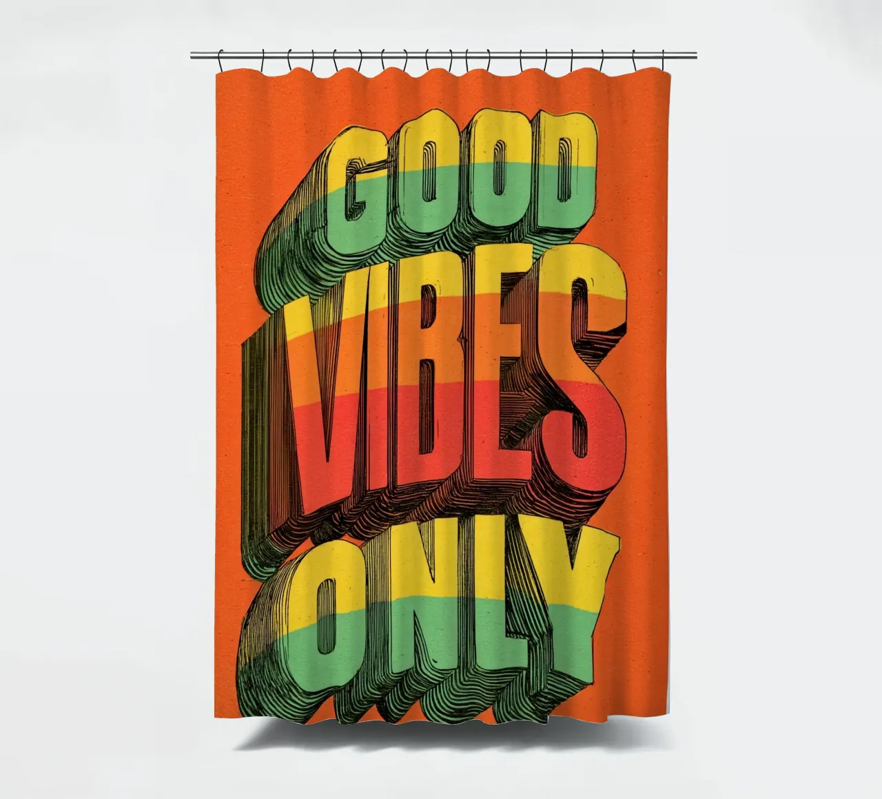 Good Vibes Only - Poster tipografico retrò e vintage con arcobaleno tenda da doccia da Kaji
