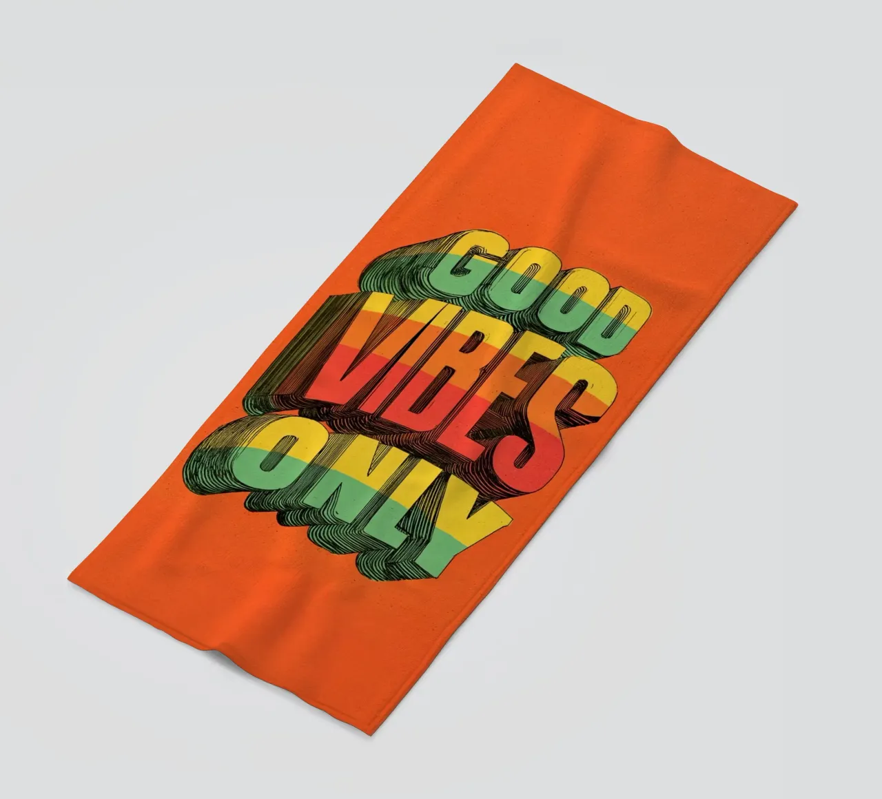 Good Vibes Only - Poster tipografico retrò e vintage con arcobaleno telo mare da Kaji
