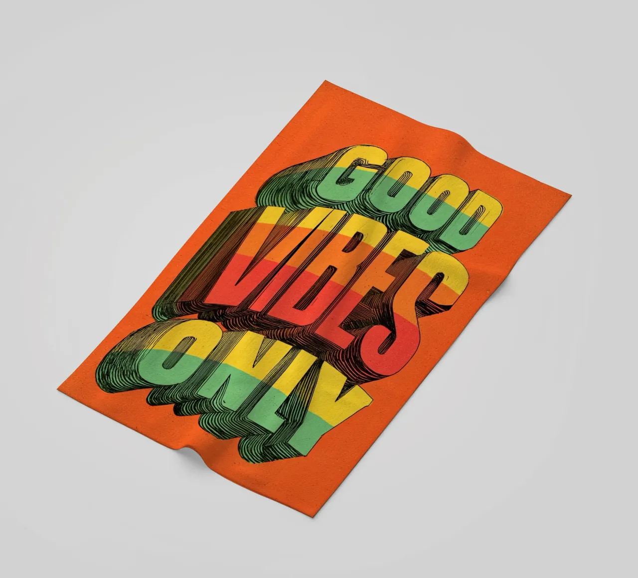 Good Vibes Only - Poster tipografico retrò e vintage con arcobaleno telo mare da Kaji