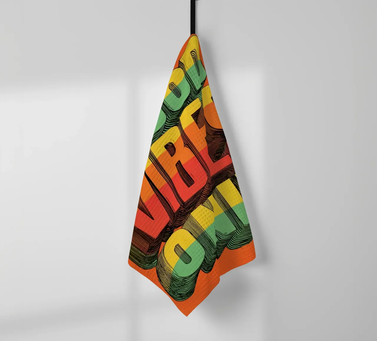 Good Vibes Only - Poster tipografico retrò e vintage con arcobaleno canovaccio da cucina da Kaji