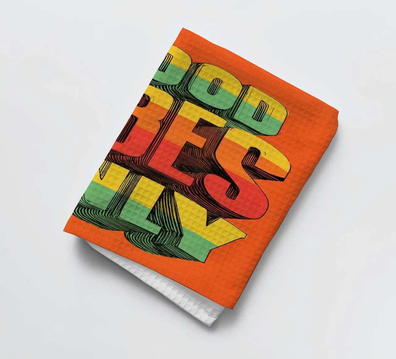 Good Vibes Only - Poster tipografico retrò e vintage con arcobaleno canovaccio da cucina da Kaji