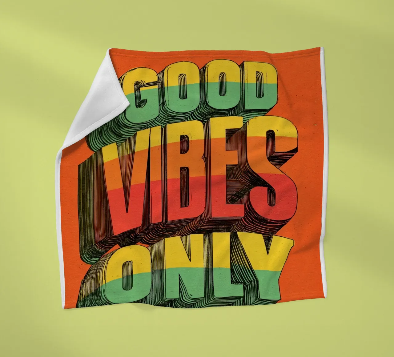 Good Vibes Only - Poster tipografico retrò e vintage con arcobaleno coperta in pile da Kaji