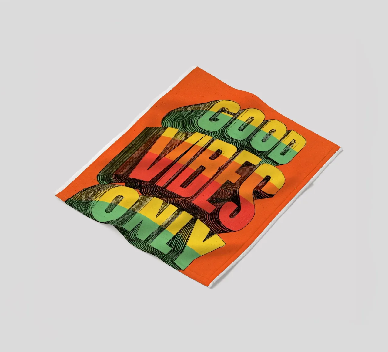 Good Vibes Only - Poster tipografico retrò e vintage con arcobaleno coperta in pile da Kaji