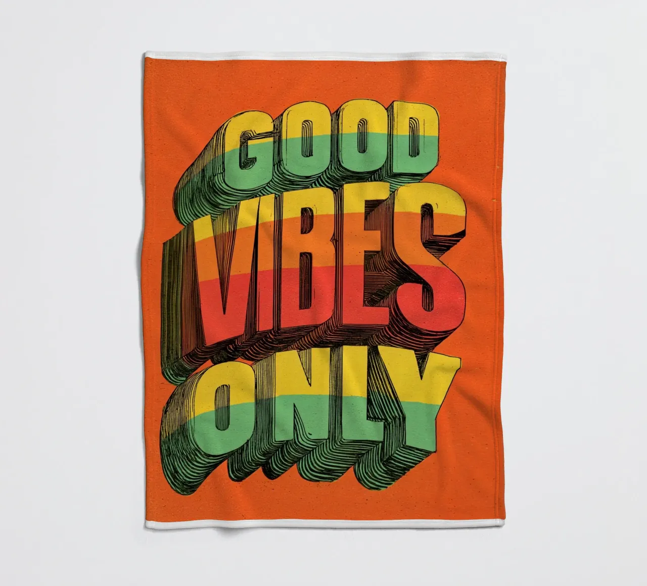 Good Vibes Only - Poster tipografico retrò e vintage con arcobaleno coperta in pile da Kaji