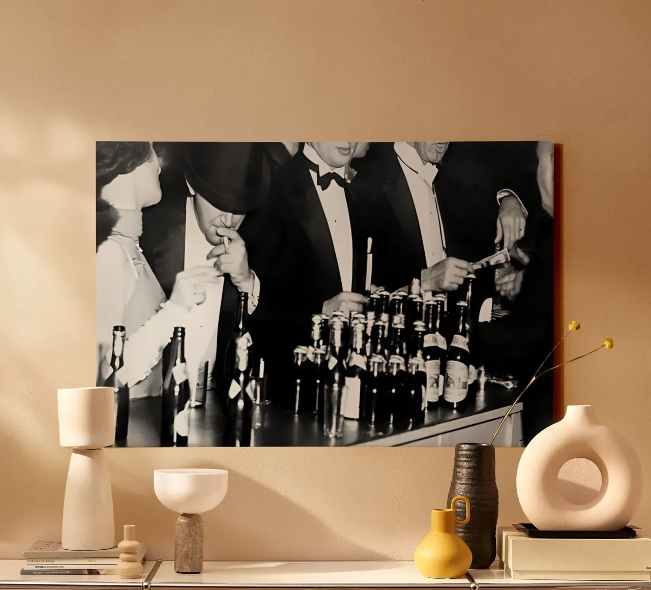 Prohibition, clients au bar, photo ancienne en noir et blanc toile avec Caisse américaine de Vibrant Vintage Prints