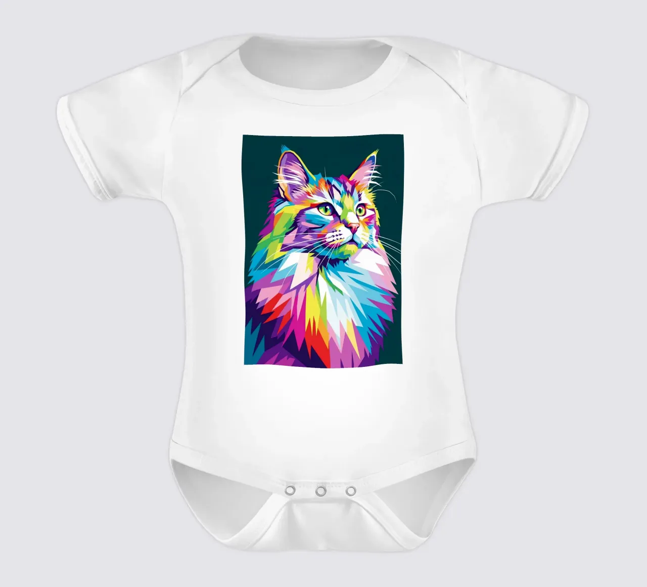 Gatto colorato (3) body neonato maniche corte da Wild Life studio