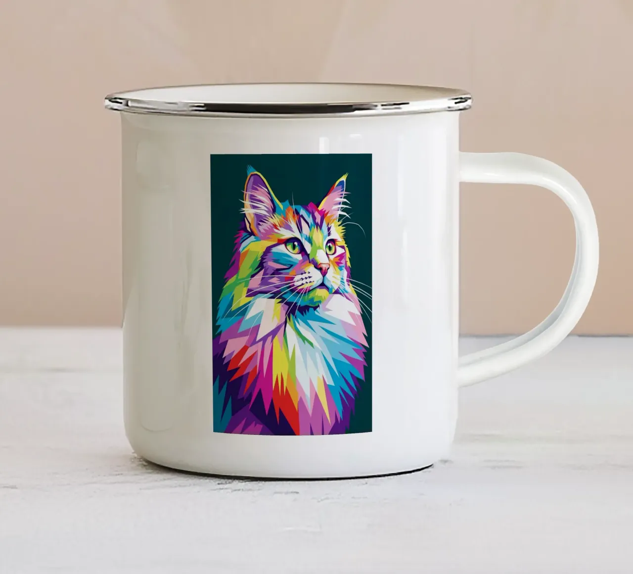 Gatto colorato (3) tazza in smalto da Wild Life studio