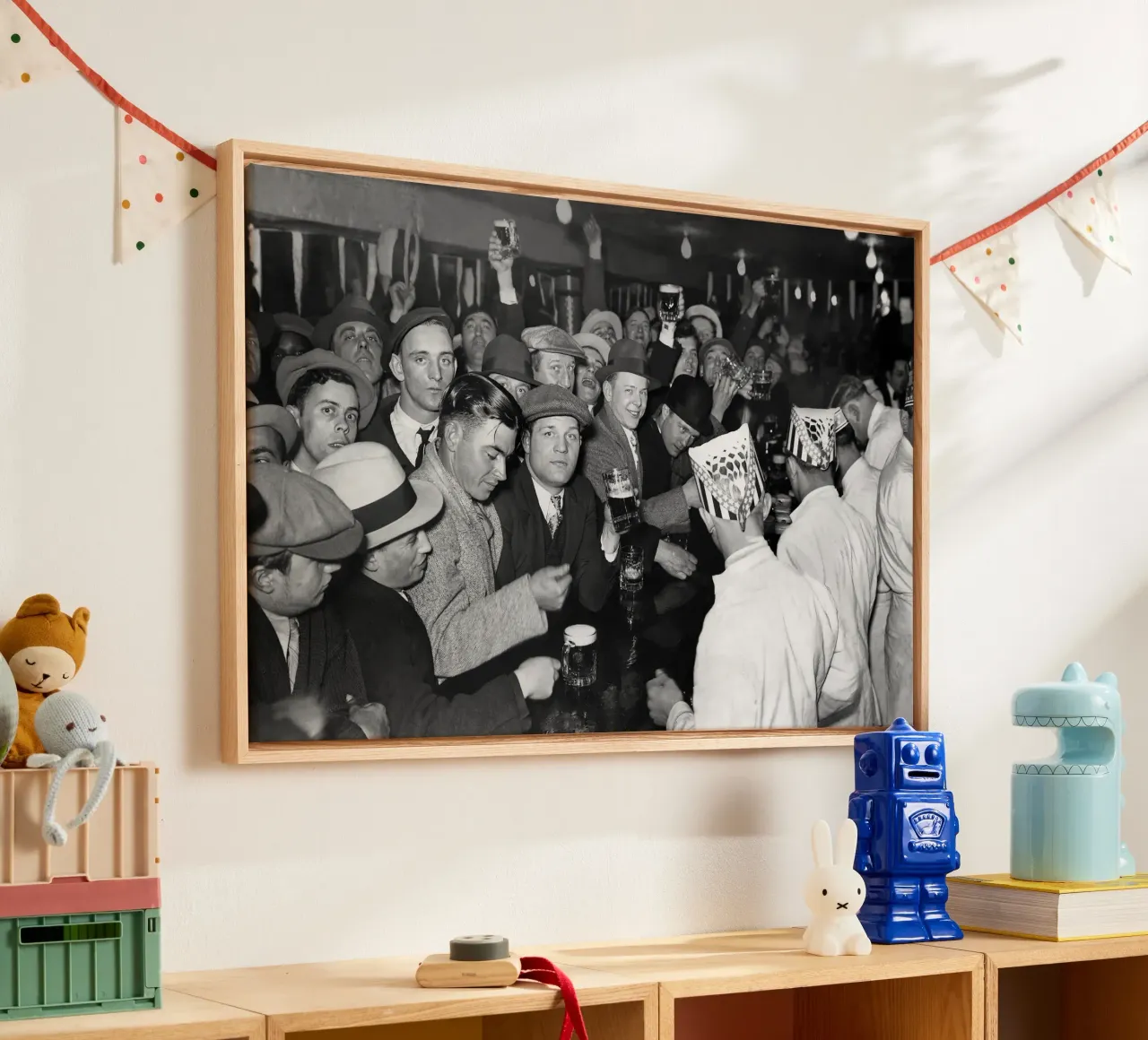 Prohibition, clients au bar, photo ancienne en noir et blanc toile avec Caisse américaine de Vibrant Vintage Prints