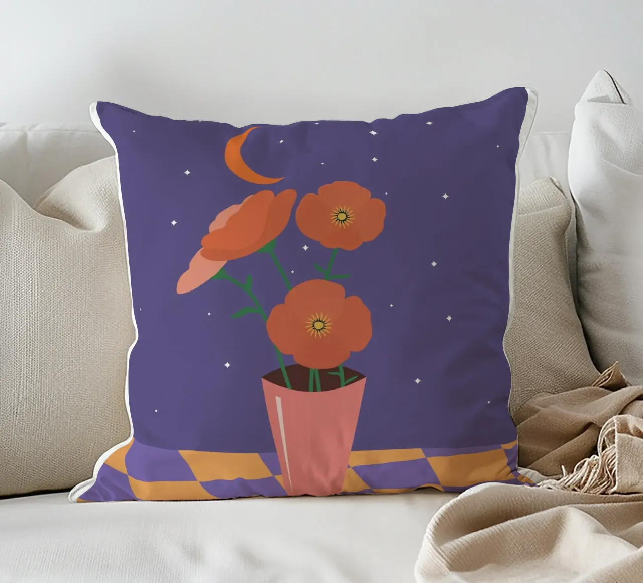 Vaso di fiori sotto un cielo stellato cuscino da pierosvisuals