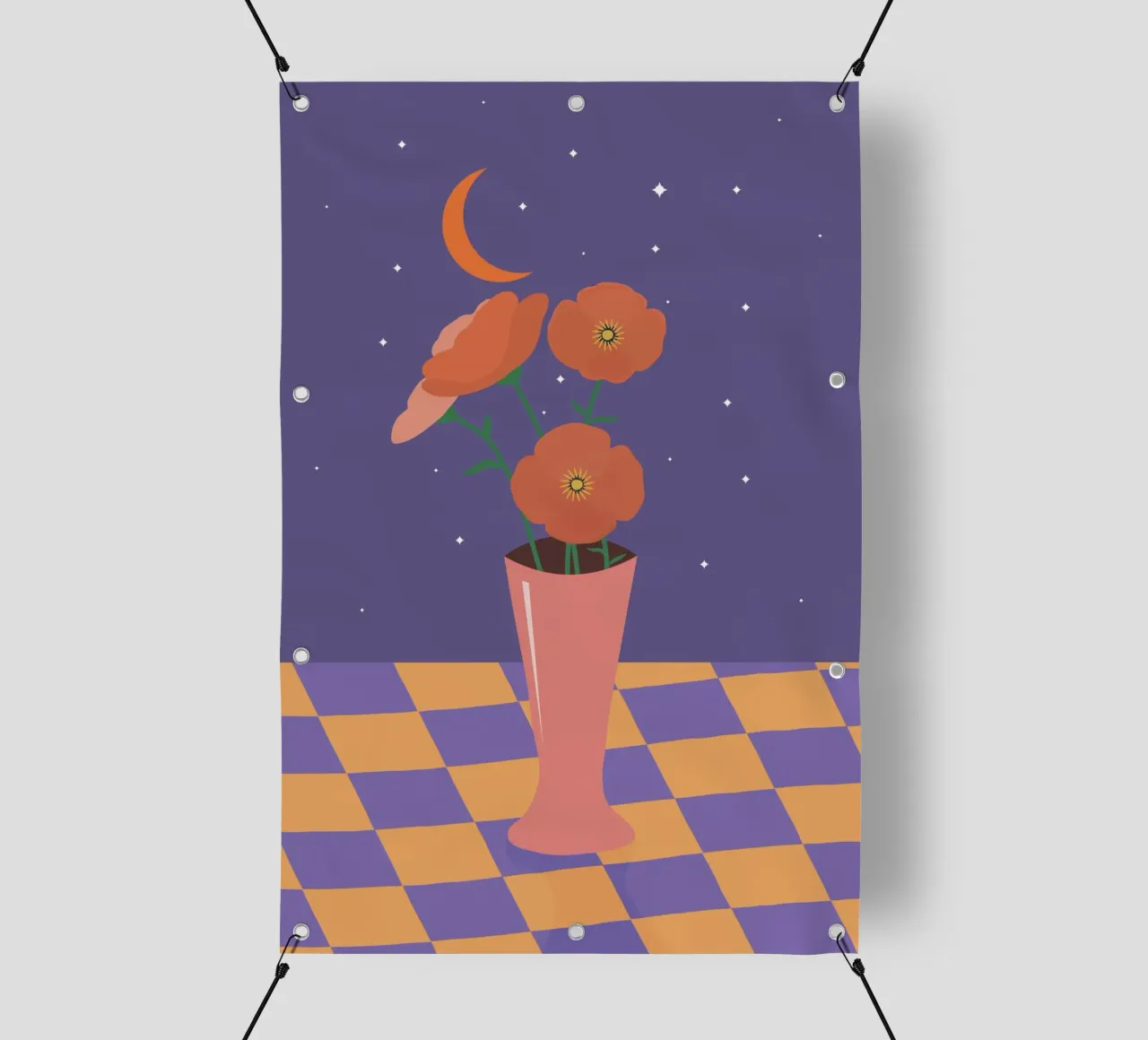 Vaso di fiori sotto un cielo stellato telo in pvc da pierosvisuals