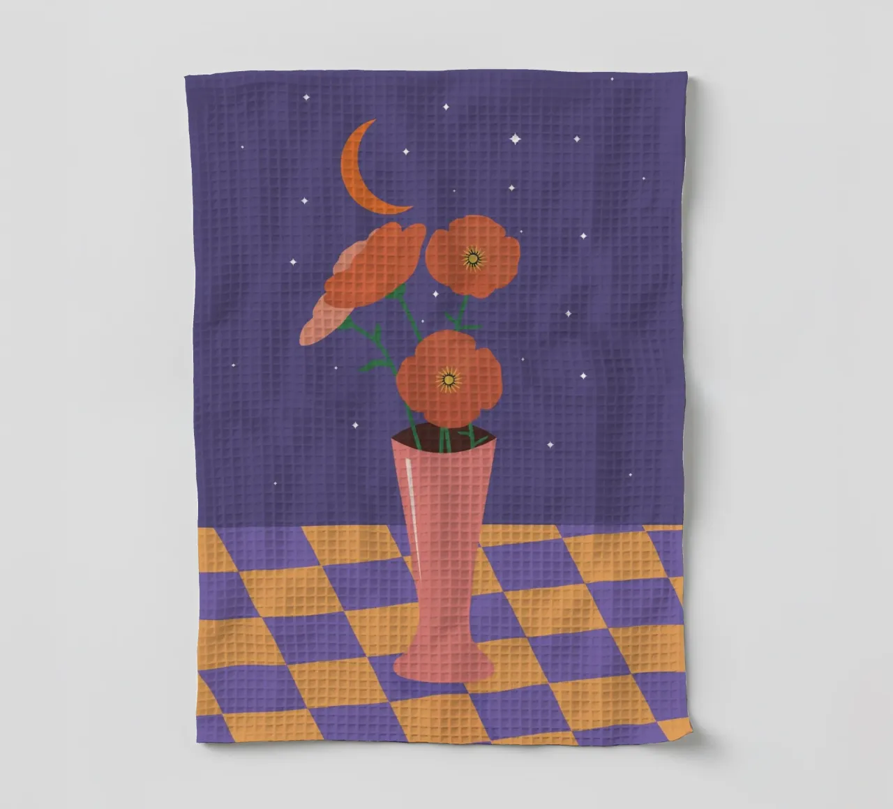 Vase de fleurs sous un ciel étoilé torchon de pierosvisuals