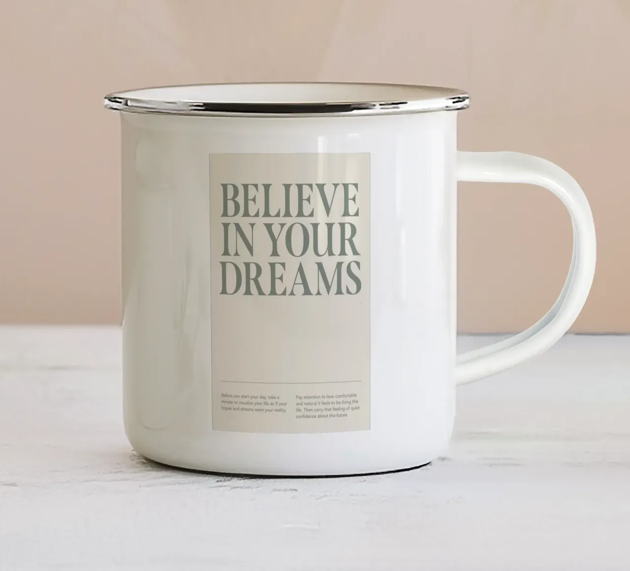 credere nei propri sogni tazza in smalto da Karl Martin