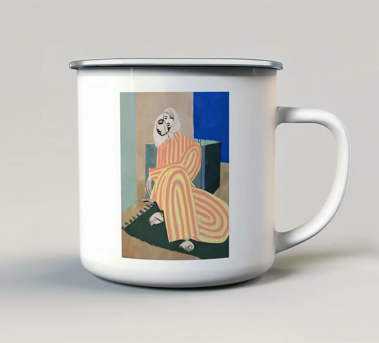 caratteristiche minimaliste della donna tazza in smalto da Karl Martin
