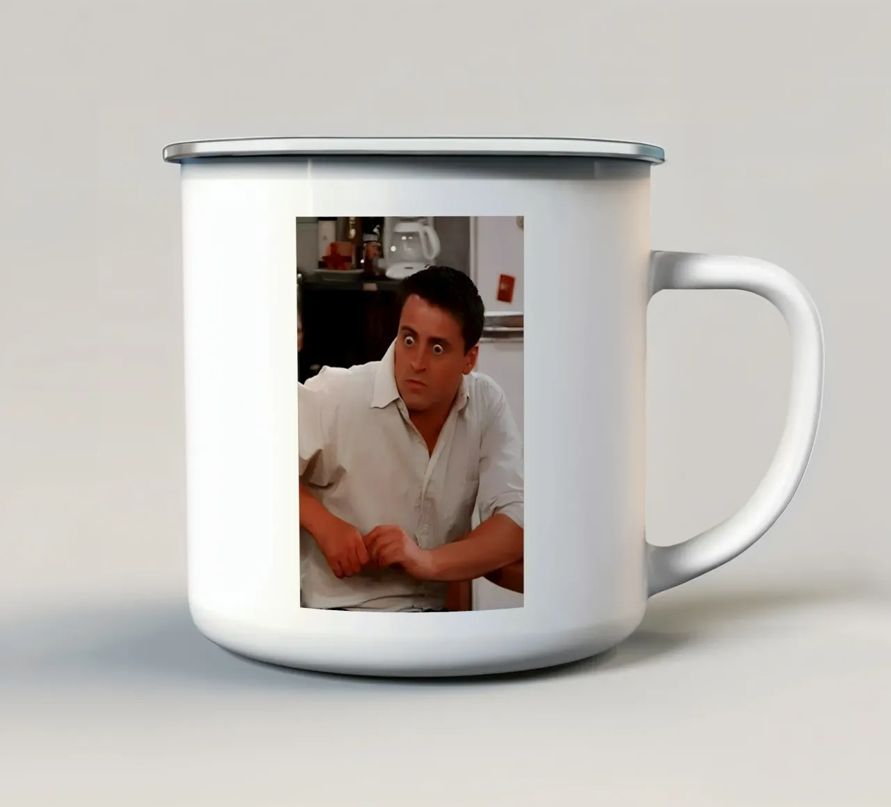 meme shows Joey Tribbiani tazza in smalto da Low poly art