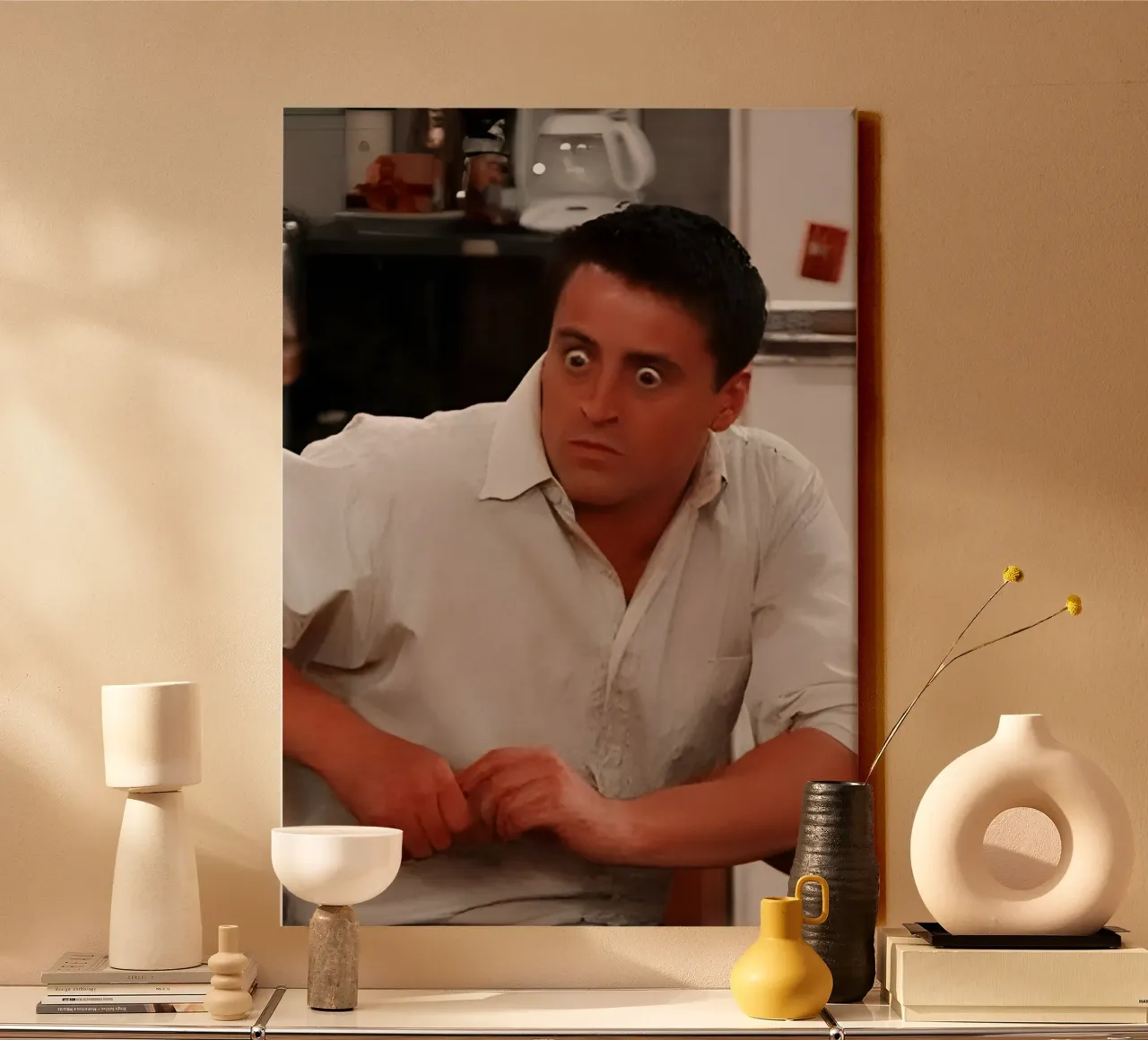 meme shows Joey Tribbiani tela con Cornice a cassetta da Low poly art