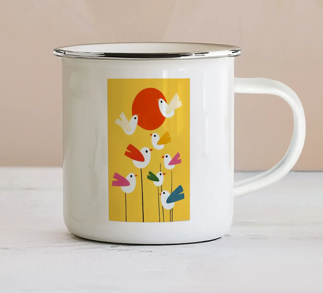 Sunny Bird Party tazza in smalto da Kiara