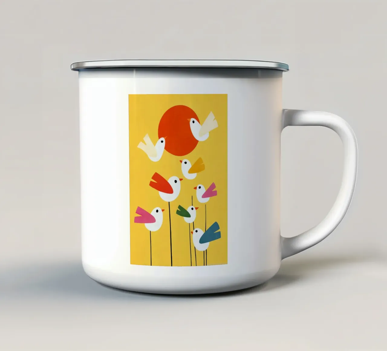 Sunny Bird Party tazza in smalto da Kiara