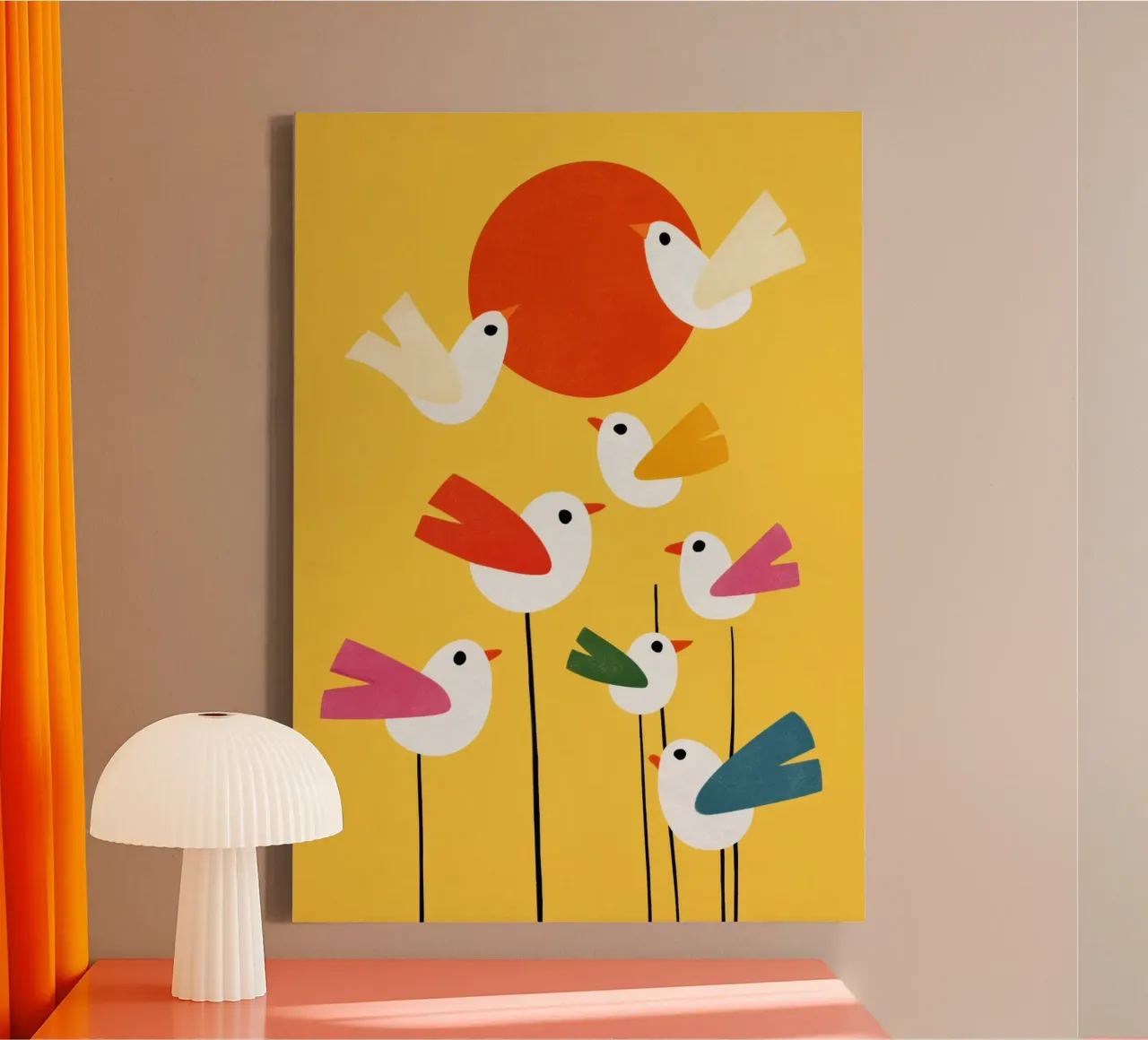 Sunny Bird Party tela con Cornice a cassetta da Kiara
