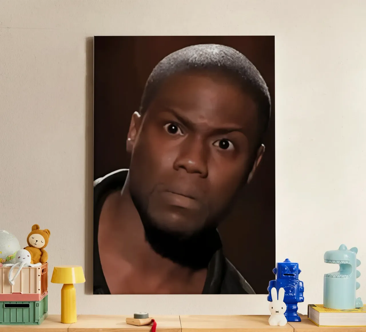 "Did just hear that right?" tela con Cornice a cassetta da Low poly art