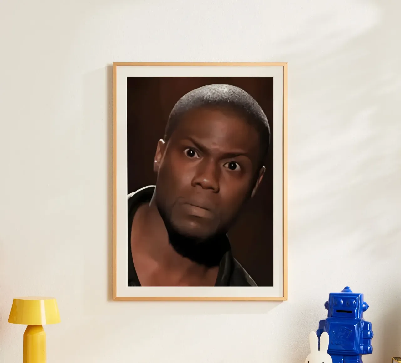 "Did just hear that right?" poster con telaio in plastica da Low poly art