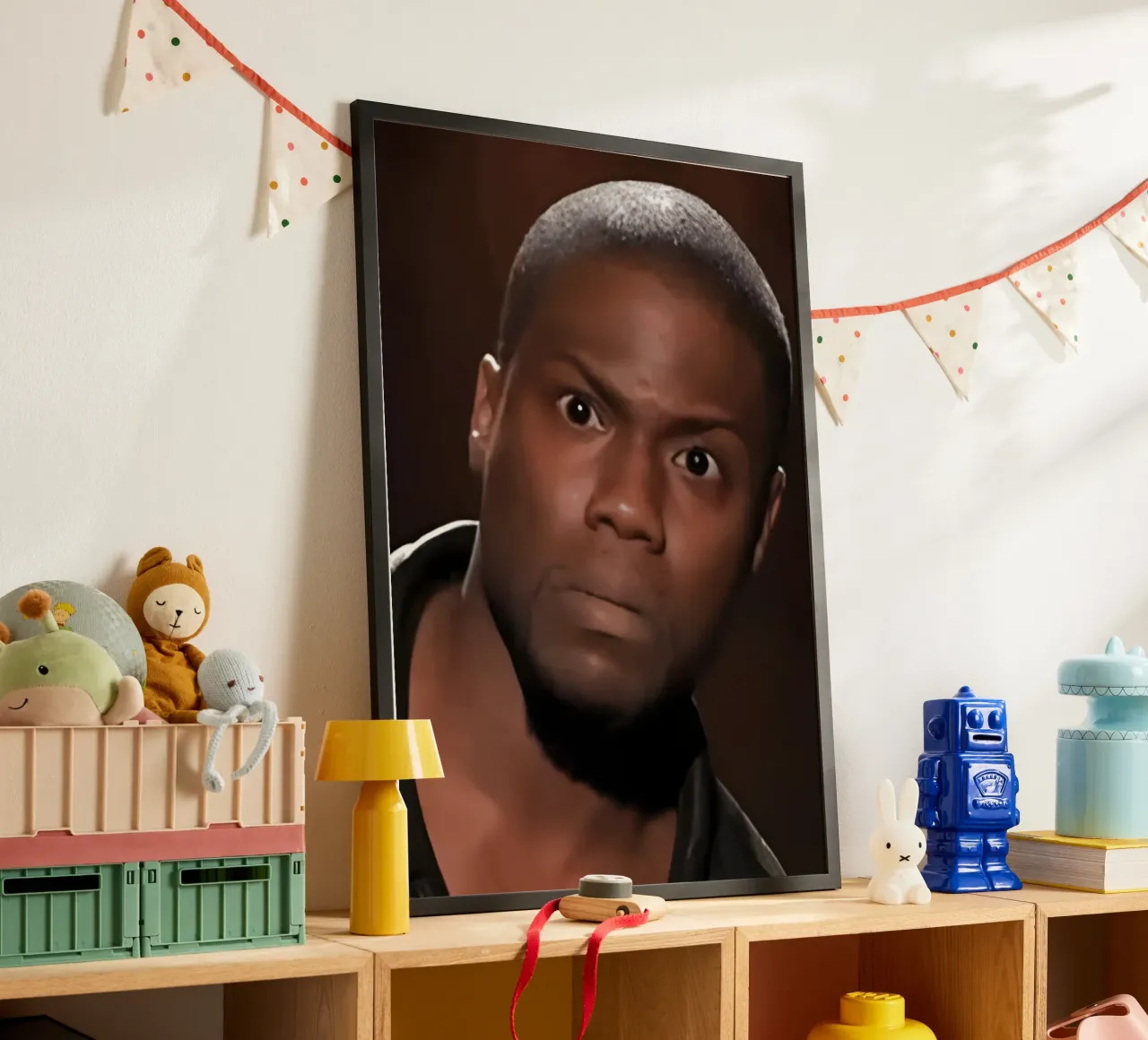 "Did just hear that right?" poster con telaio in plastica da Low poly art
