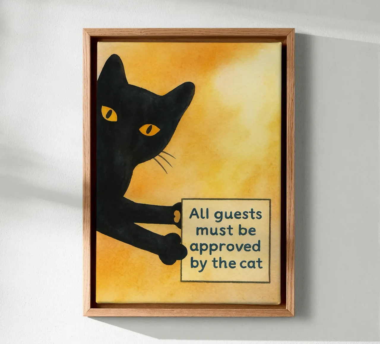 Alle gasten moeten worden goedgekeurd door de kattentekening illustratie canvas met Baklijst van citralake