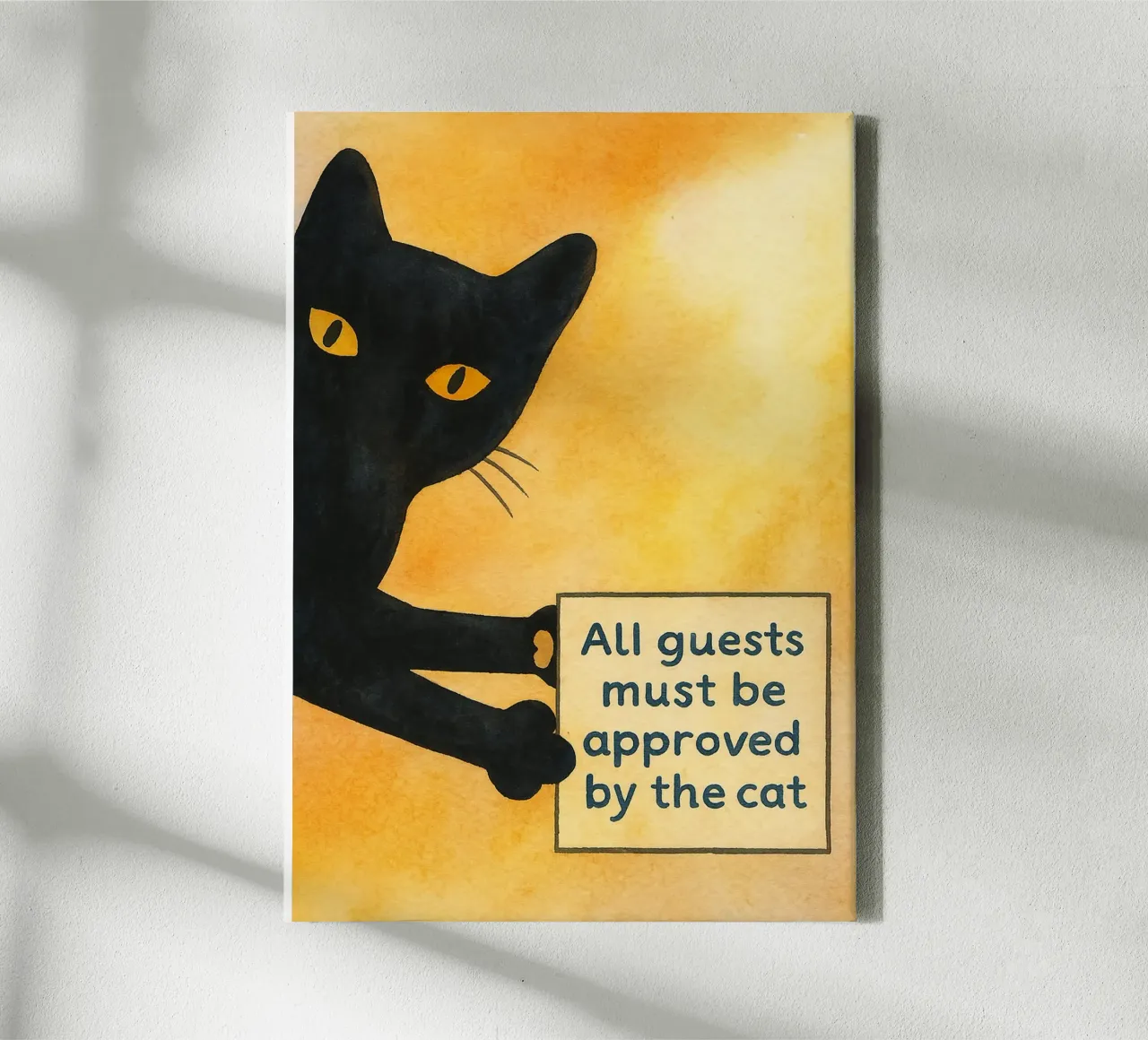 Alle gasten moeten worden goedgekeurd door de kattentekening illustratie canvas met Baklijst van citralake