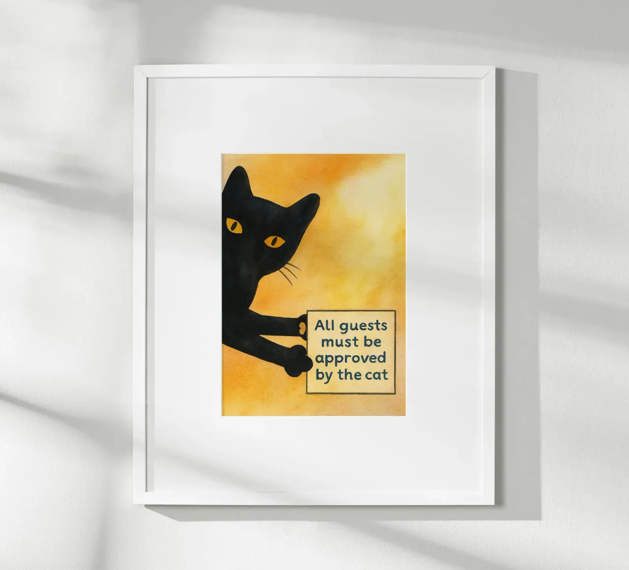 Tutti gli ospiti devono essere approvati dall'illustrazione del disegno del gatto. poster con telaio in plastica da citralake