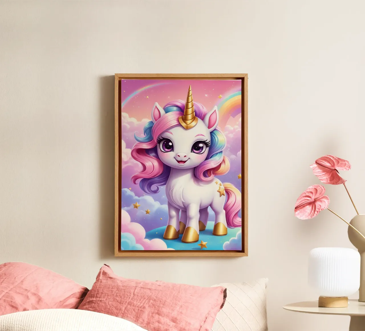 Unicorn tela con Cornice a cassetta da Cute Art