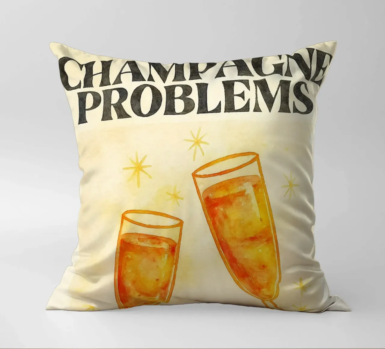 problemi di champagne disegno illustrazione cuscino da citralake