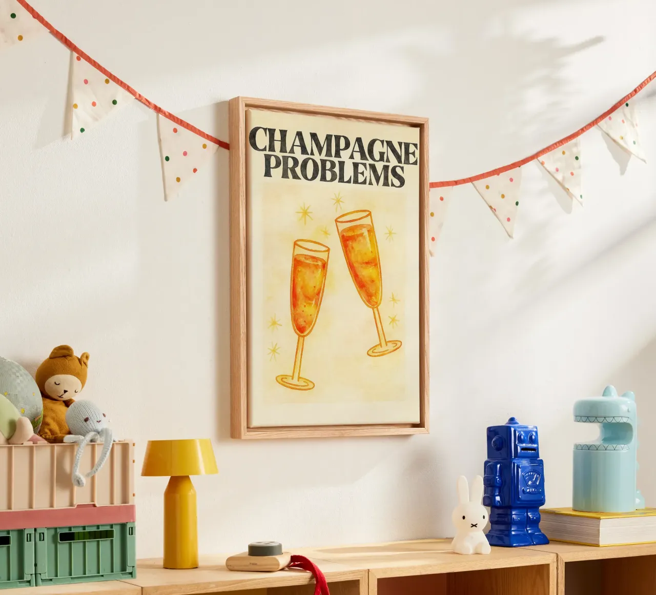 problemi di champagne disegno illustrazione tela con Cornice a cassetta da citralake