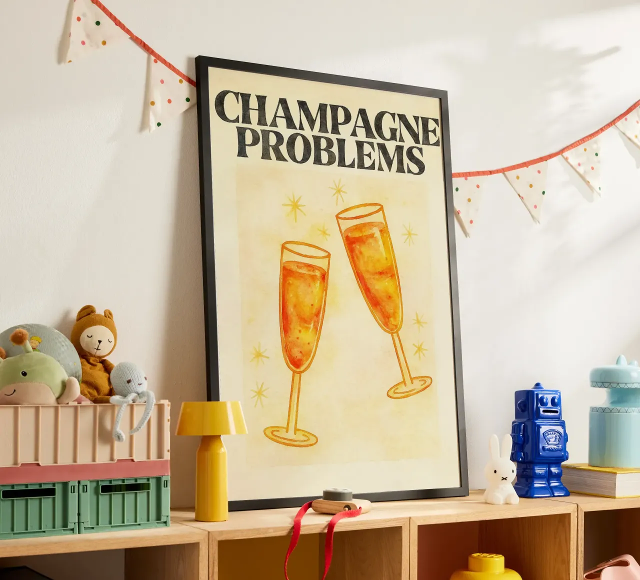 problemi di champagne disegno illustrazione poster da citralake
