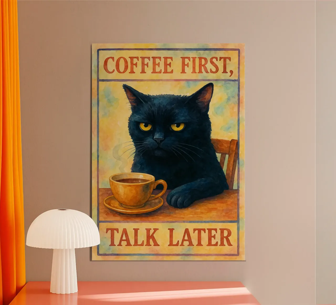 caffè prima parlare dopo gatto disegno illustrazione poster da citralake