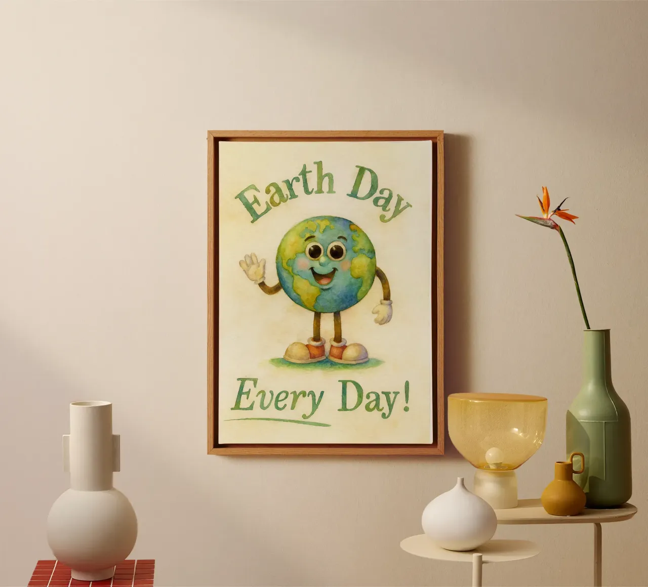earth day alledaagse tekening illustratie canvas met Baklijst van citralake