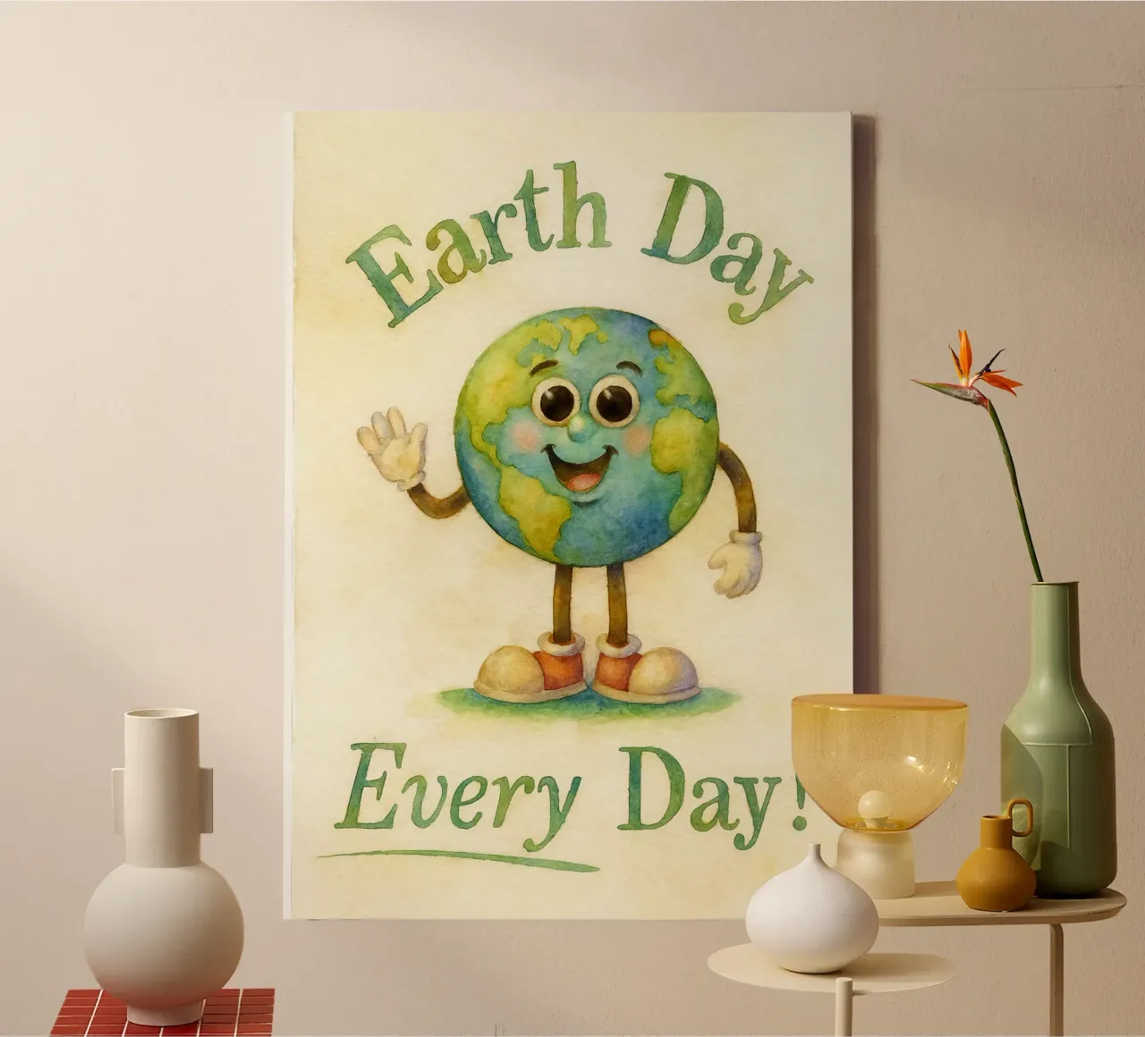 earth day alledaagse tekening illustratie canvas met Baklijst van citralake