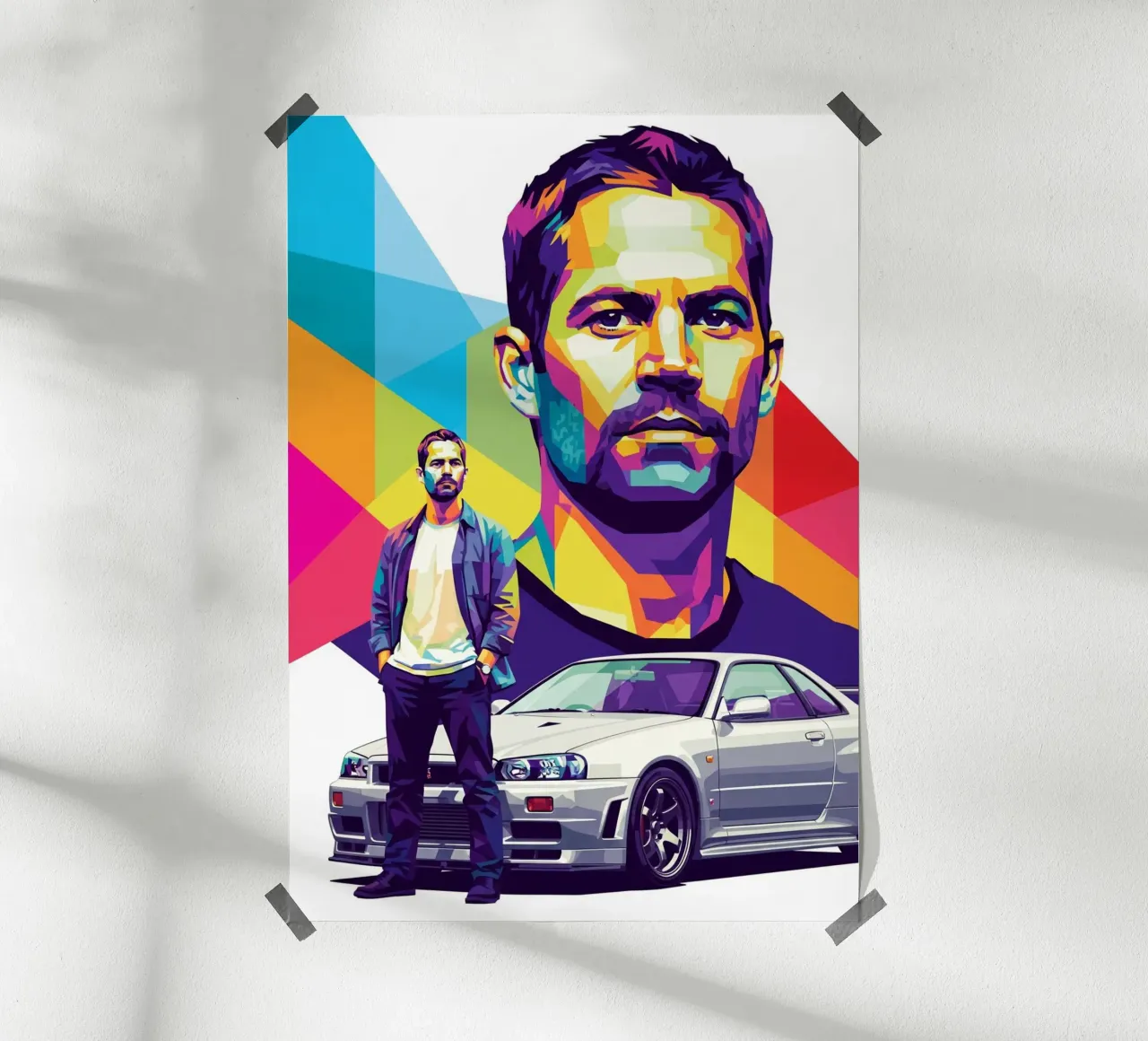 Paul Walker Kunst (2) Poster mit Aluminium Rahmen von Hantamrata