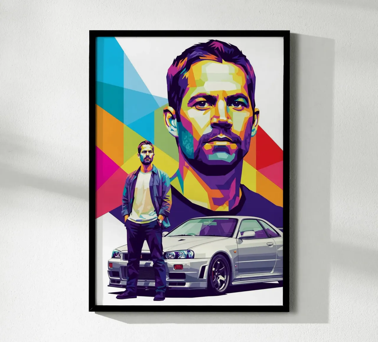Paul Walker Kunst (2) Poster mit Aluminium Rahmen von Hantamrata