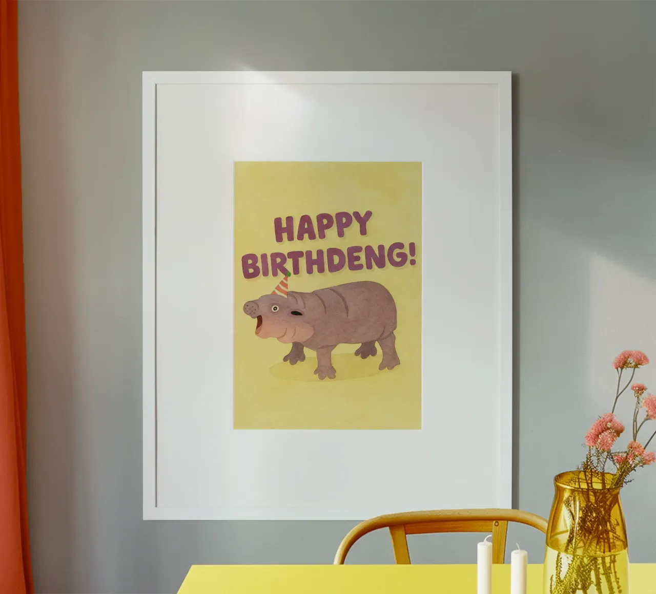 buon compleanno moodeng disegno illustrazione poster da citralake