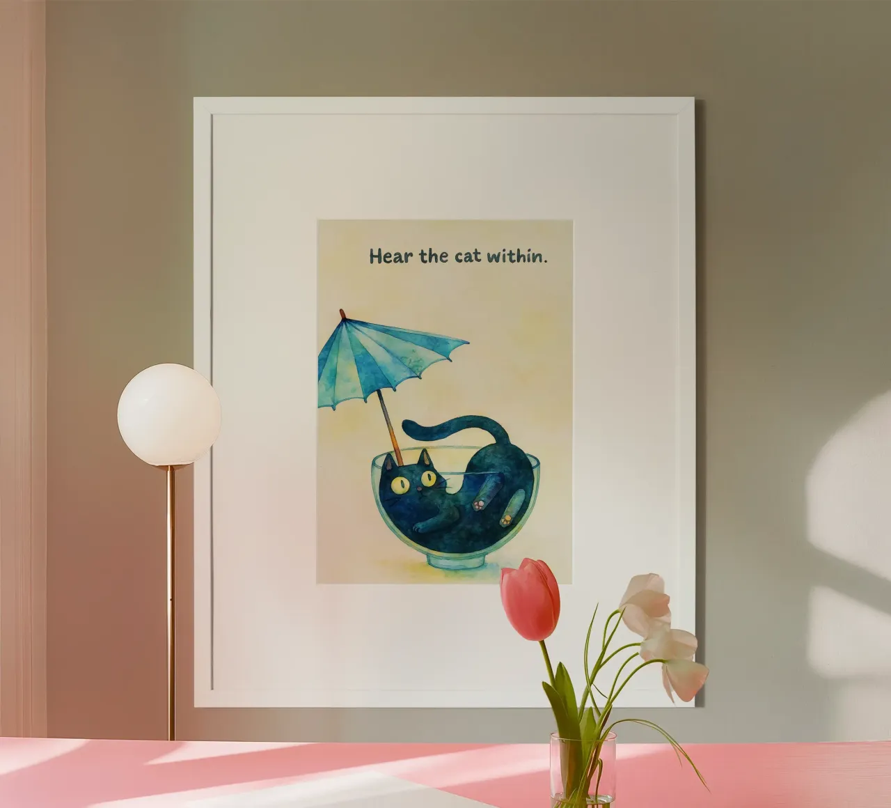 sentire il gatto all'interno dell'illustrazione del disegno poster da citralake