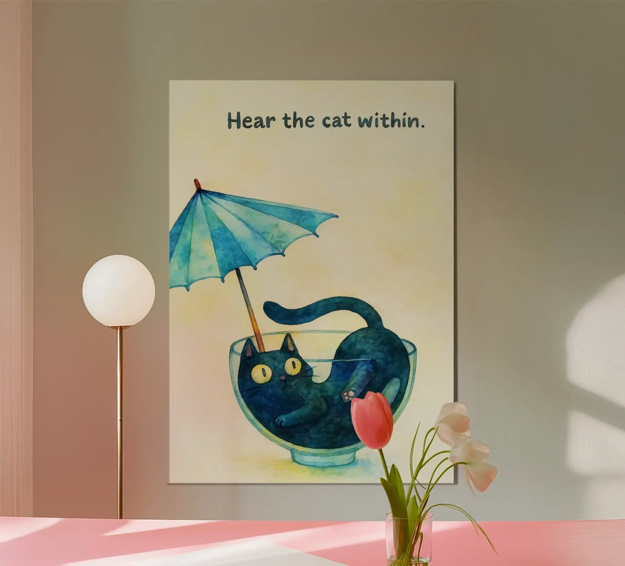 sentire il gatto all'interno dell'illustrazione del disegno poster da citralake