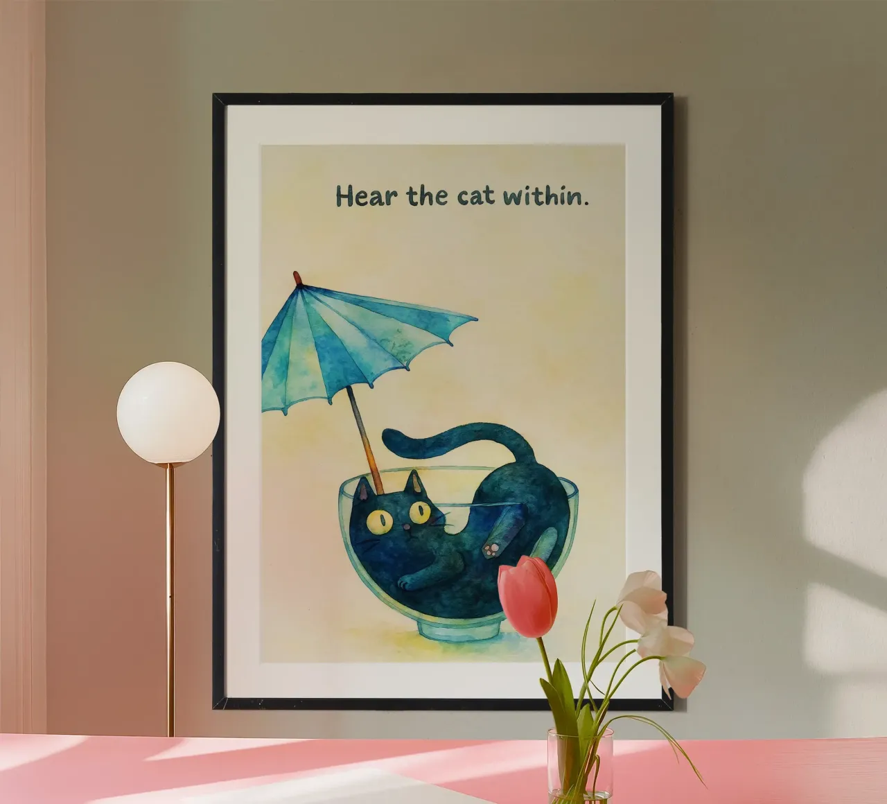 sentire il gatto all'interno dell'illustrazione del disegno poster da citralake