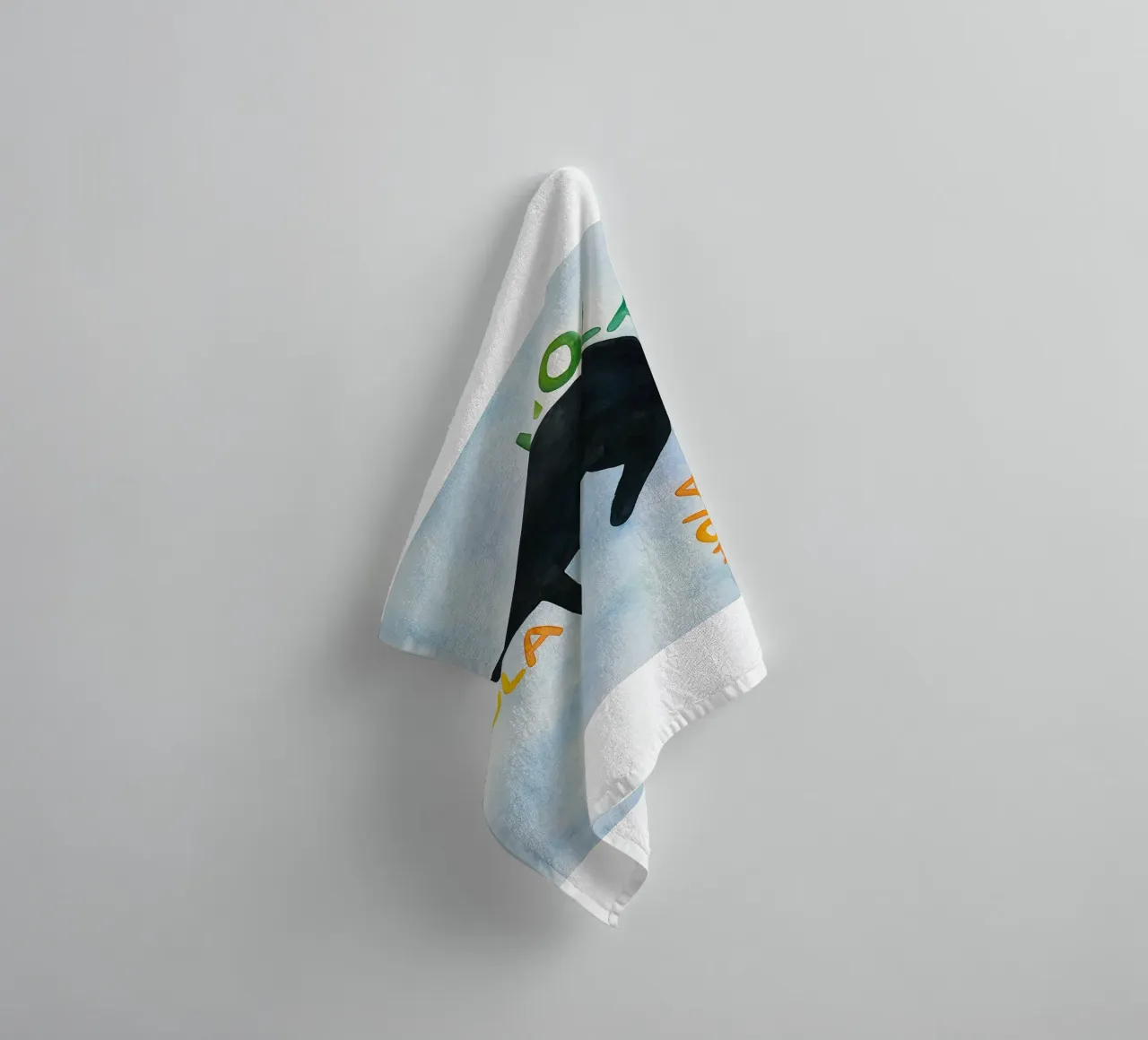 hola lazy cat drawing illustration towel by citralake