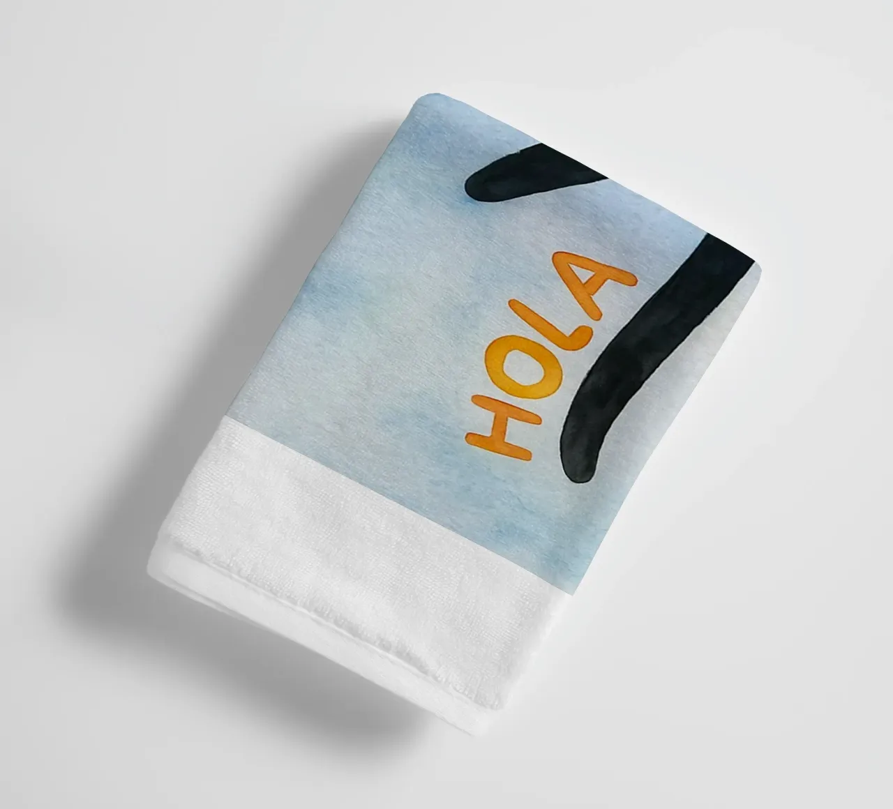 hola lazy cat drawing illustration towel by citralake