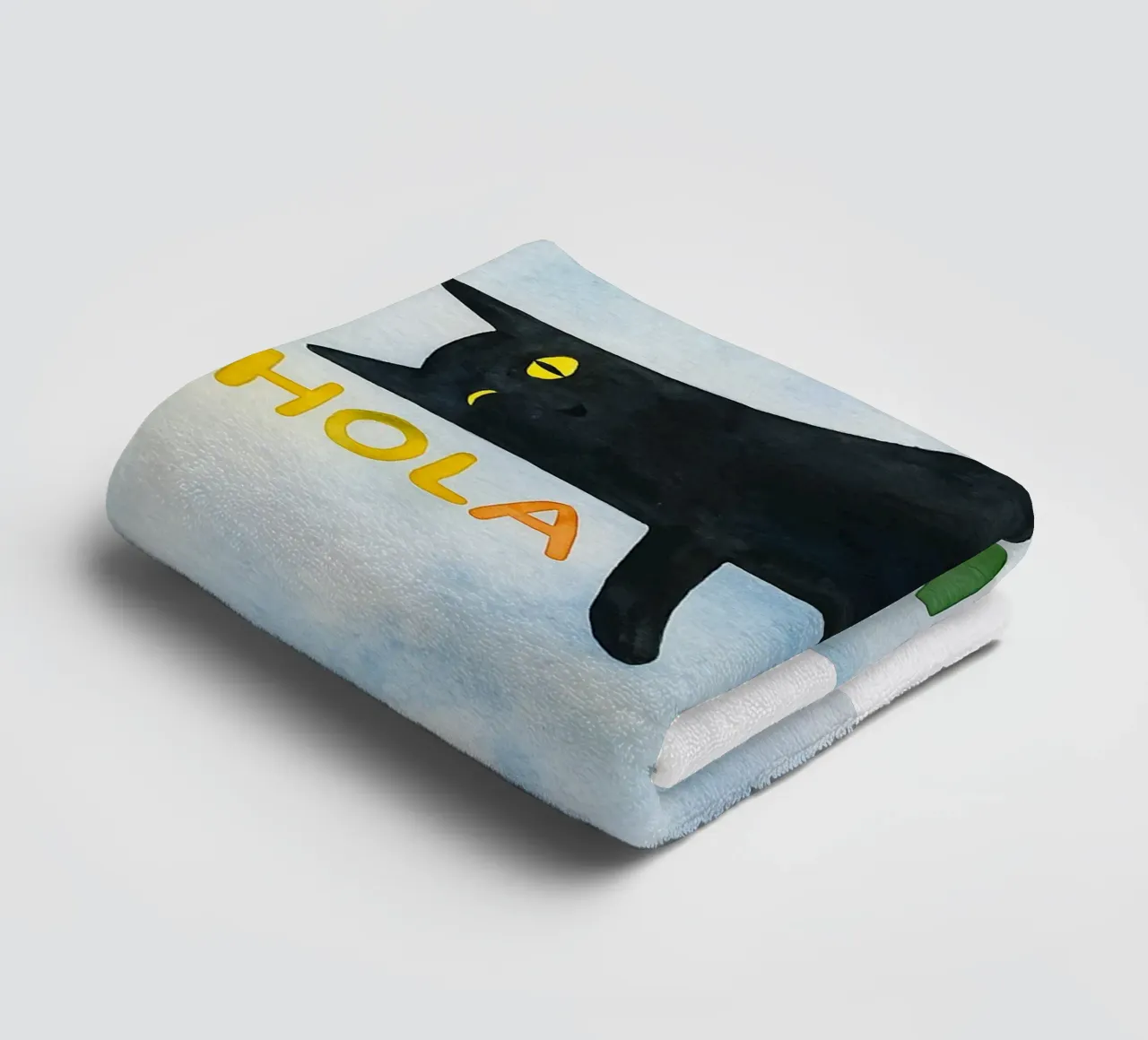 hola lazy cat drawing illustration towel by citralake