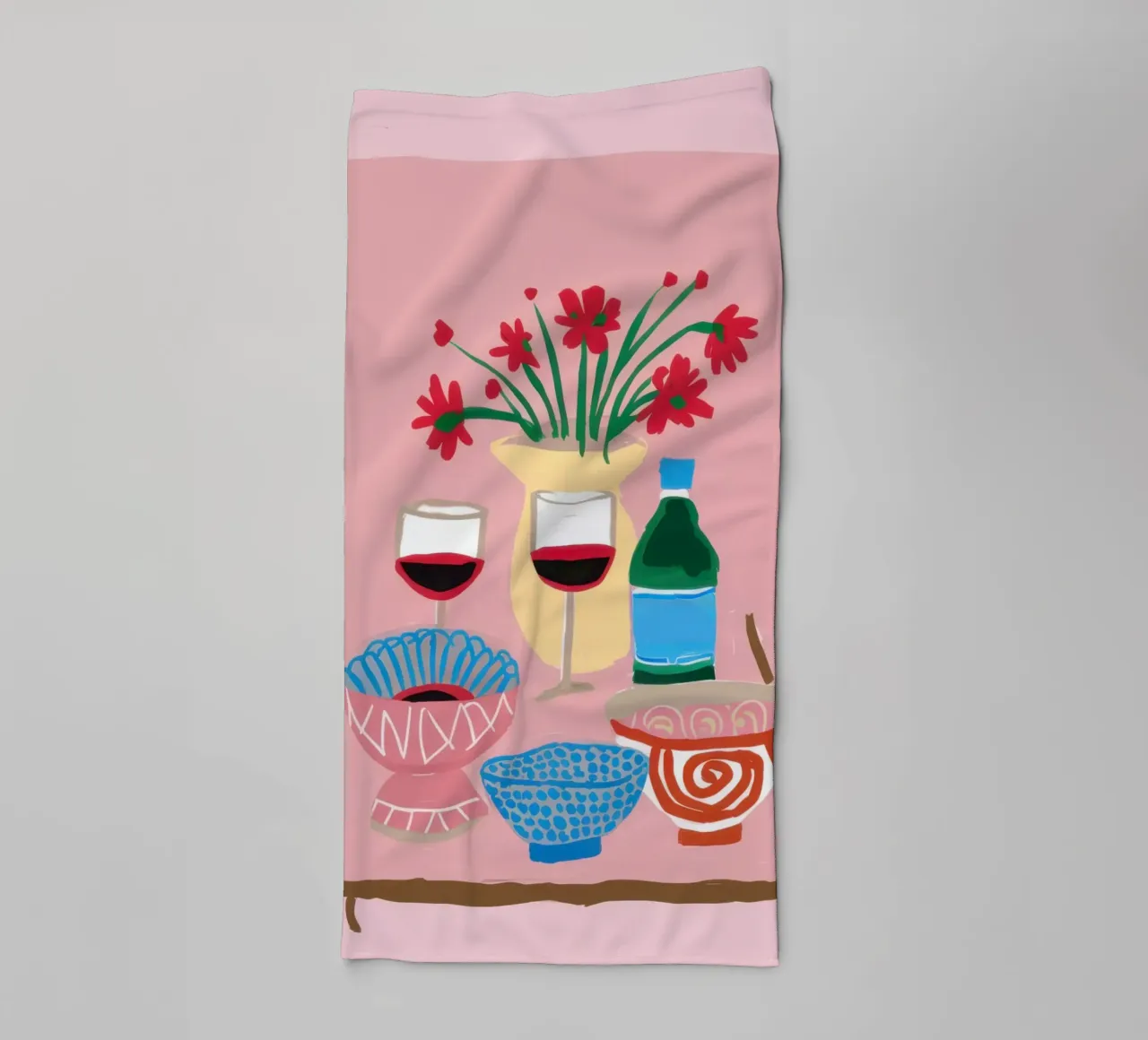 Vino e fiori asciugamano da bagno da Mark Solaria