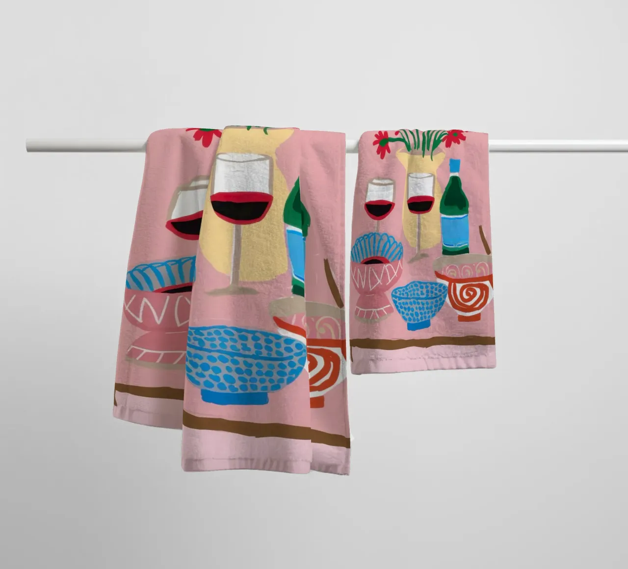 Vino e fiori asciugamano da bagno da Mark Solaria