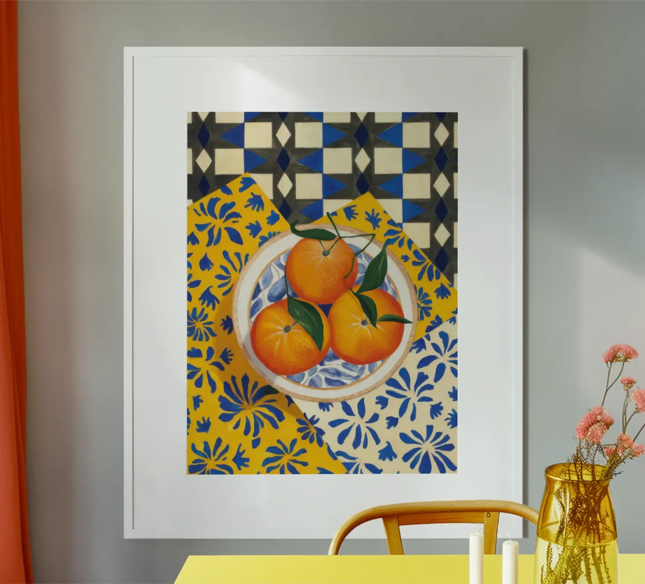 Tiled Table Oranges poster by Trace Brush