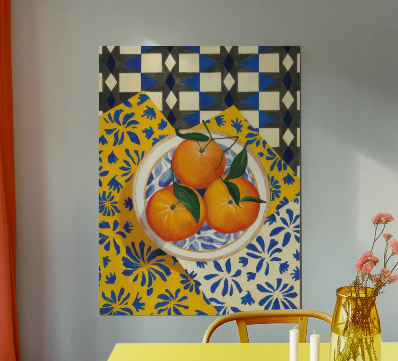 Tiled Table Oranges poster by Trace Brush