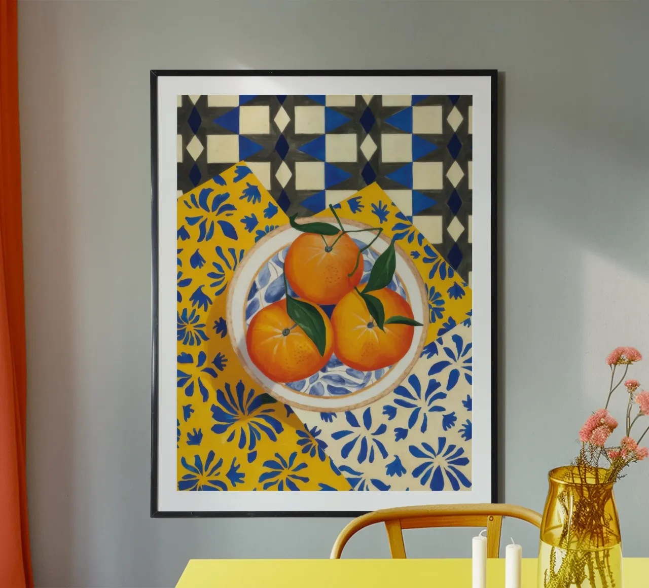 Tiled Table Oranges poster by Trace Brush