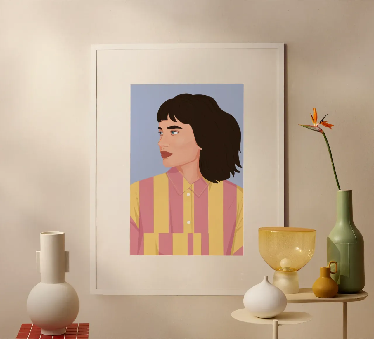 Camicia a righe poster con telaio in alluminio da Luna Aura